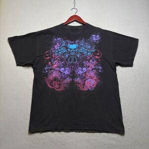 Miami Ink T-Shirt Mens XL Black Graphic Tee Skulls Y2K Tattoo Art EQ09